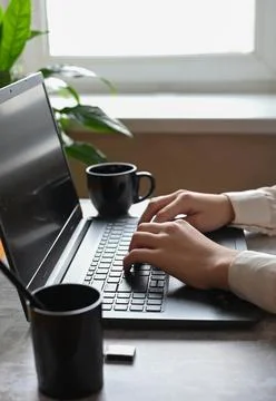 Analyst office work Remote work and education, freelance Stock Photos