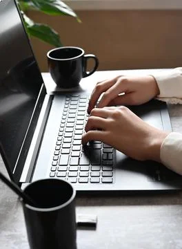 Analyst office work Remote work and education, freelance Stock Photos