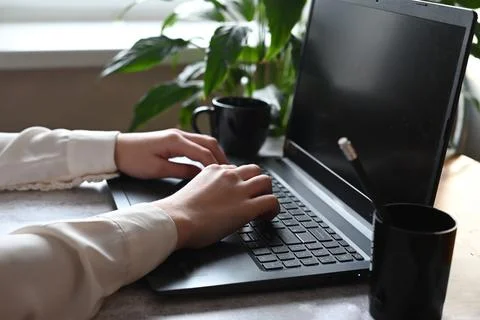 Analyst office work Remote work and education, freelance Stock Photos