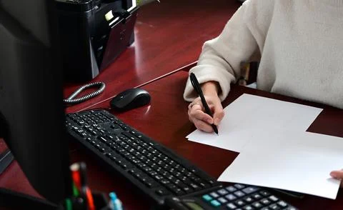 Analyst office work Remote work and education, freelance Stock Photos