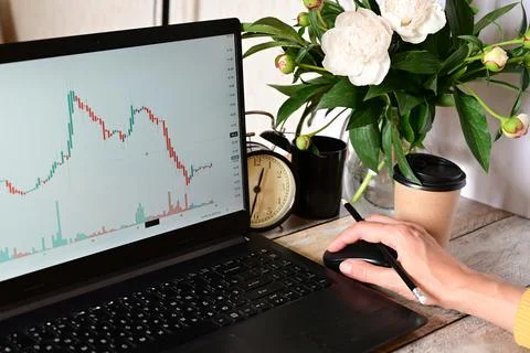 Analyst office work Remote work and education, freelance Stockfoto's