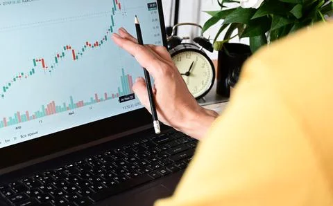 Analyst office work Remote work and education, freelance Stock Photos