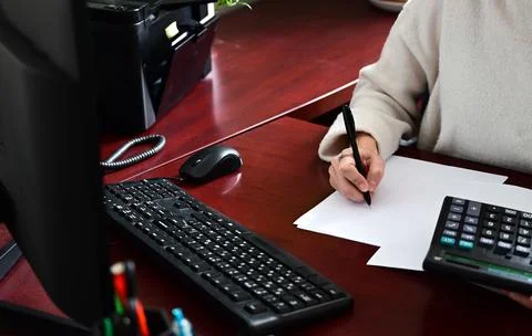Analyst office work Remote work and education, freelance Stock Photos