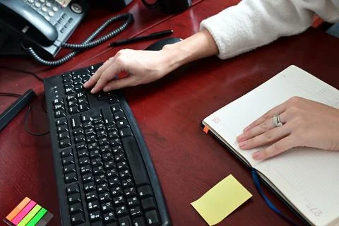 Analyst office work Remote work and education, freelance Stock Photos