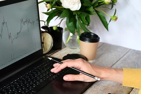 Analyst office work Remote work and education, freelance Stock Photos