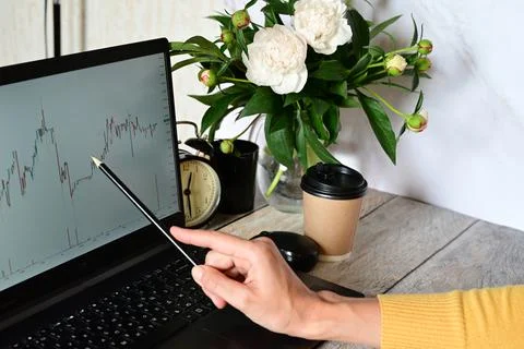 Analyst office work Remote work and education, freelance Stock Photos