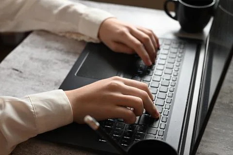 Analyst office work Remote work and education, freelance Stock Photos