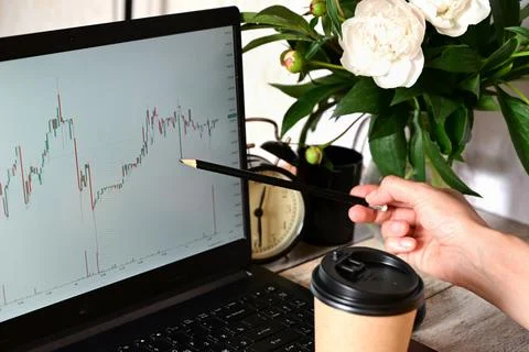Analyst office work Remote work and education, freelance Stock Photos