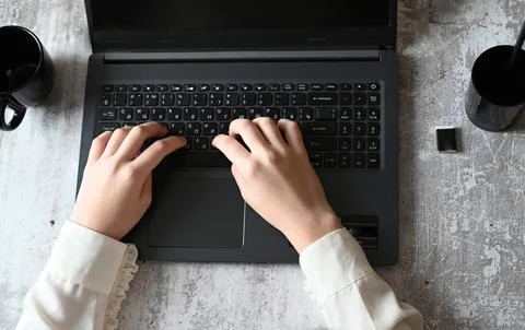 Analyst office work Remote work and education, freelance Stock Photos