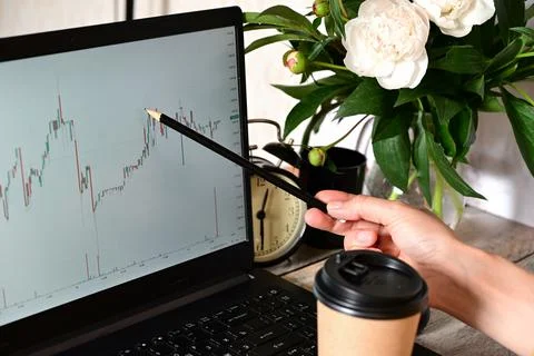 Analyst office work Remote work and education, freelance Stock Photos