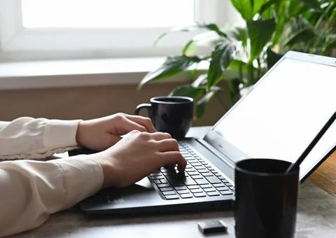 Analyst office work Remote work and education, freelance Stock Photos