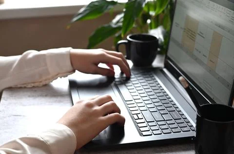 Analyst office work Remote work and education, freelance Stock Photos
