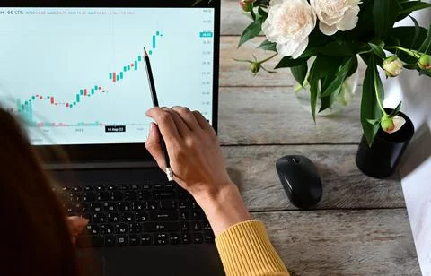 Analyst office work Remote work and education, freelance Stock Photos