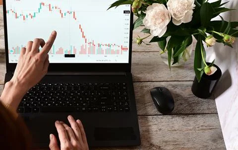 Analyst office work Remote work and education, freelance Stock Photos