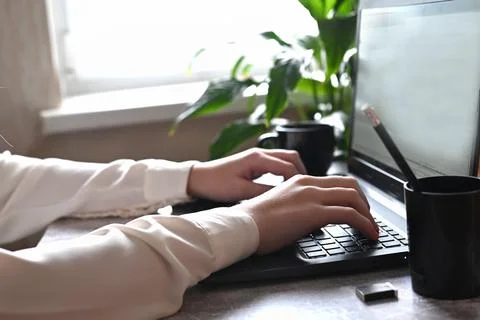 Analyst office work Remote work and education, freelance Stock Photos
