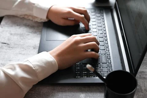 Analyst office work Remote work and education, freelance Stock Photos