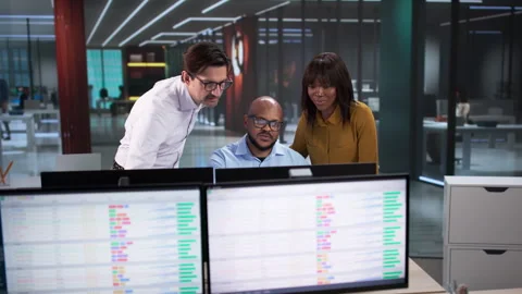 Analyst Team Working With Data Spreadsheets Stock Footage 330583668
