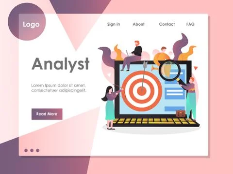 Analyst vector website landing page design template Stock Illustration