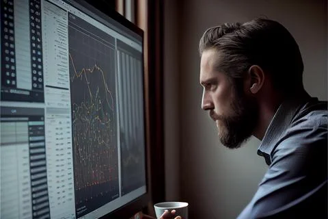 Analyst working on business analytics dashboard Stock-Illustration