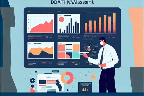 Analyst working on business analytics dashboard Stock-Illustration