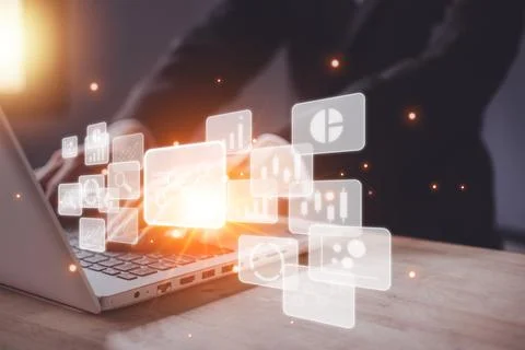 Analyst working with laptop (notebook) in Startup business concept. Busines.. Stock Photos