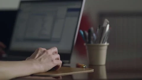 Analyst Working With Spreadsheet Business Data On Computer, closeup of Stock Footage 218356710