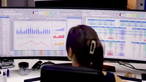 Analyst Working With Spreadsheet Business Data Stock Footage 250237700