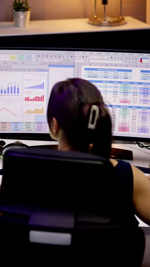 Analyst Working With Spreadsheet Business Data Stock Footage 251181353
