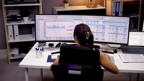 Analyst Working With Spreadsheet Business Data Stock Footage 251945078