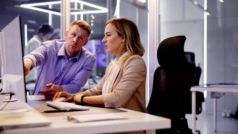 Analyst Working With Spreadsheet Business Data Stock Footage 253533215
