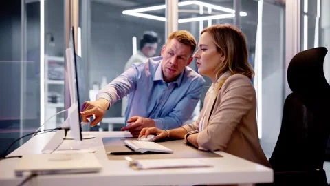 Analyst Working With Spreadsheet Business Data Stock Footage 254847456