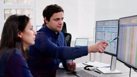 Analyst Working With Spreadsheet Business Data Stock Footage 262101544