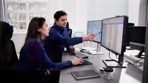 Analyst Working With Spreadsheet Business Data Stock Footage 262858300