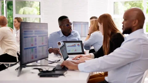 Analyst Working With Spreadsheet Business Data Stock Footage 276237601