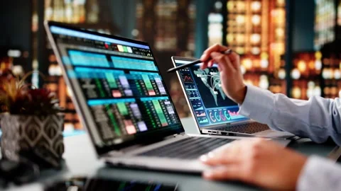 Analyst Working With Spreadsheet Business Data Stock Footage 304184821