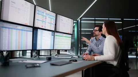 Analyst Working With Spreadsheet Business Data Stock Footage 305283479