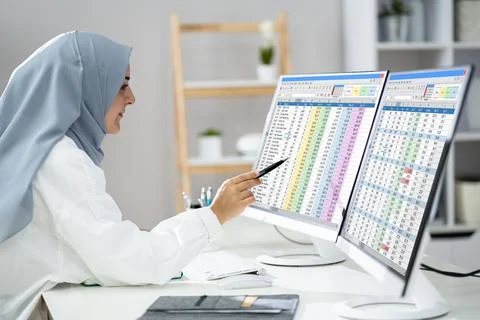 Analyst Working With Spreadsheet Business Data Stock Photos