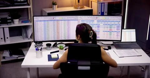 Analyst Working With Spreadsheet Business Data Stock Photos