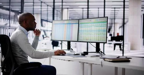 Analyst Working With Spreadsheet Business Data Stock Photos