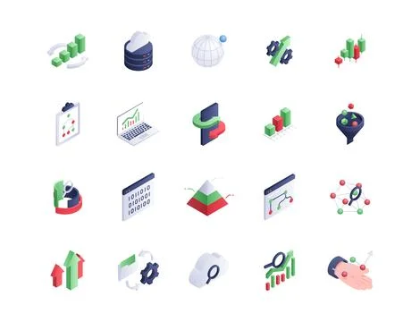 Analysts isometric icons vector set イラスト素材