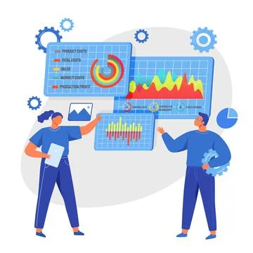 Analysts working with diagram. People work with statistics, business planning イラスト素材