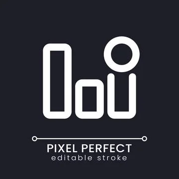 Analytic app notification pixel perfect white linear ui icon for dark theme Stock Illustration