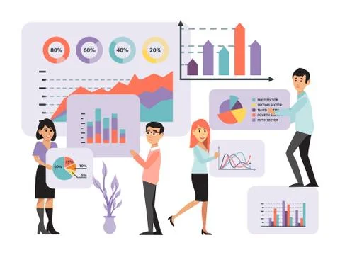 Analytic concept, information collection, data analysis business infographic イラスト素材
