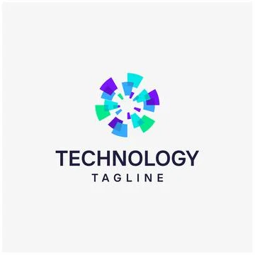 Analytic, cyber, data, pixel, dot technology logo design inspirations Stock Illustration