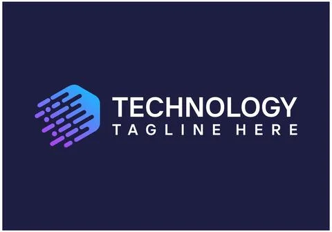 Analytic, cyber, data, pixel, dot technology logo design inspirations Stock Illustration