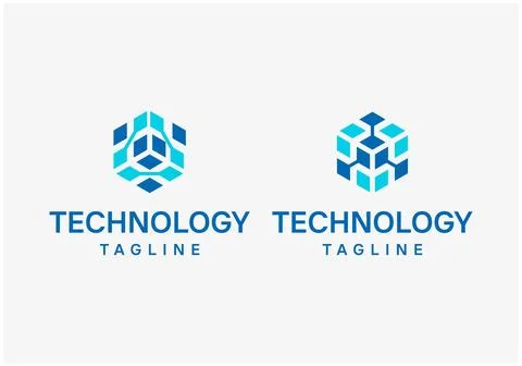Analytic, cyber, data, pixel, dot technology logo design inspirations Stock Illustration