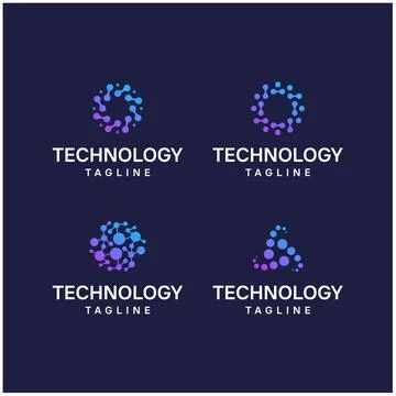 Analytic, cyber, data, pixel, dot technology logo design inspirations Stock Illustration