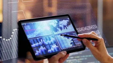 Analytic Data Analyst on Computer: Analytics Dashboard Stock Footage 255876830