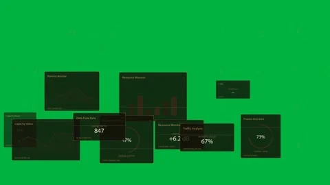 Analytic HUD unfolding on transparent backdrop as dots emerging left panels Stock Footage 334118877