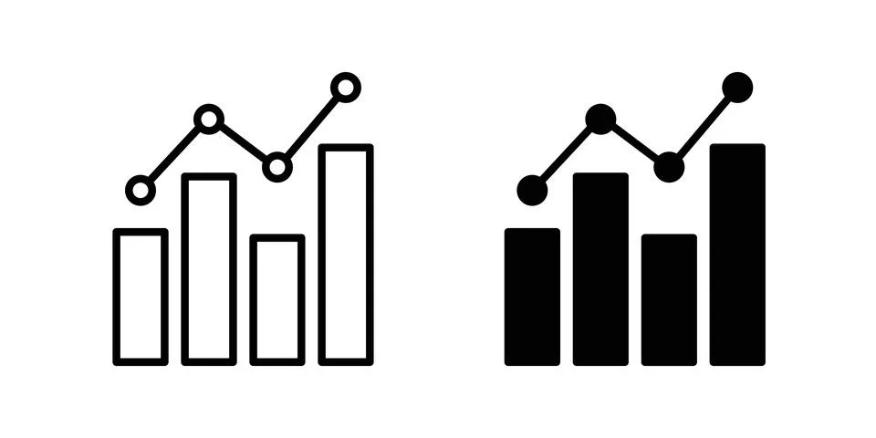 Analytic icon thin line and clipart style vector set 스톡 일러스트
